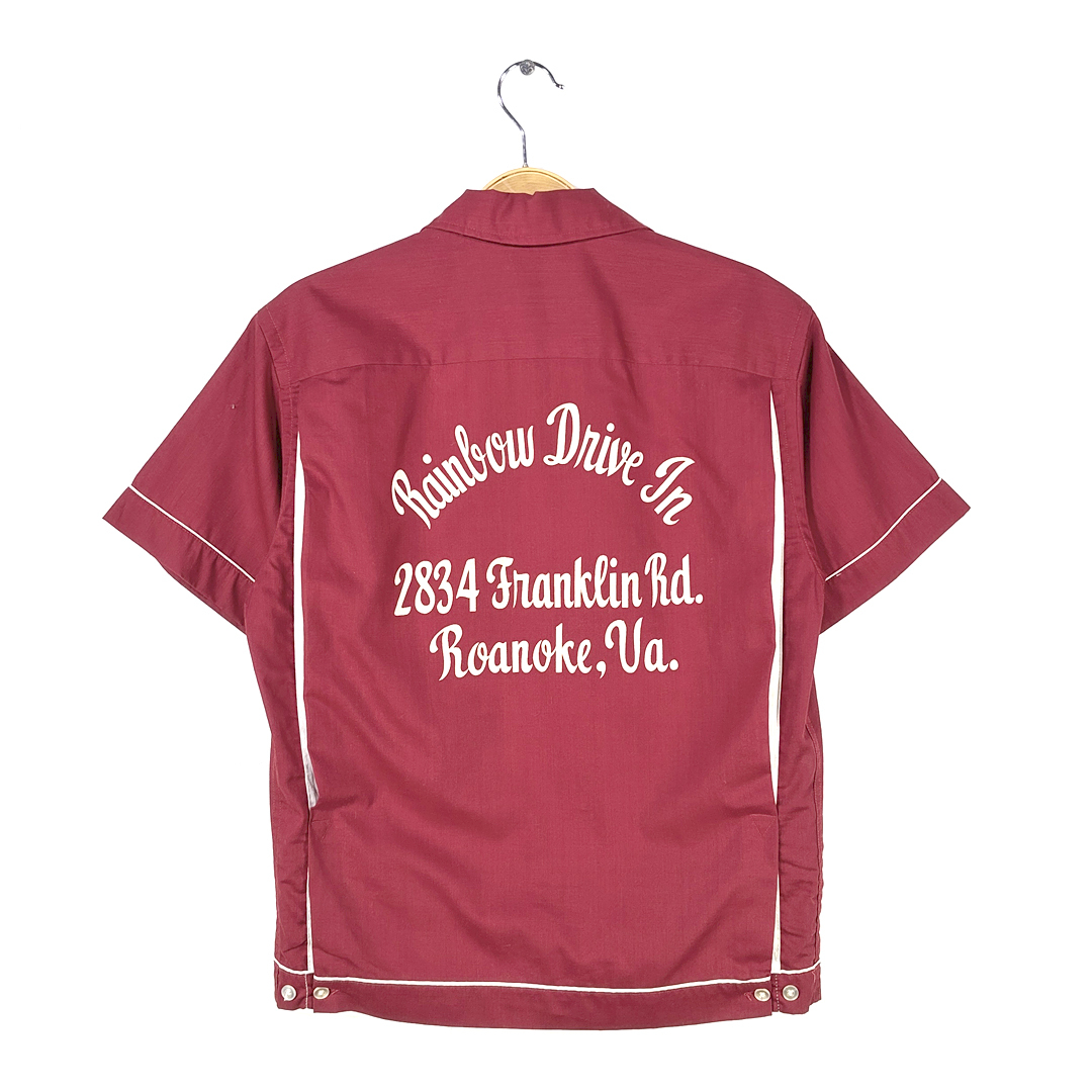 【送料無料】60s ヒルトン USA製 ヴィンテージボーリングシャツ ワッペン チェーンステッチ刺 バックプリント HILTON メンズS @CE0013拍卖