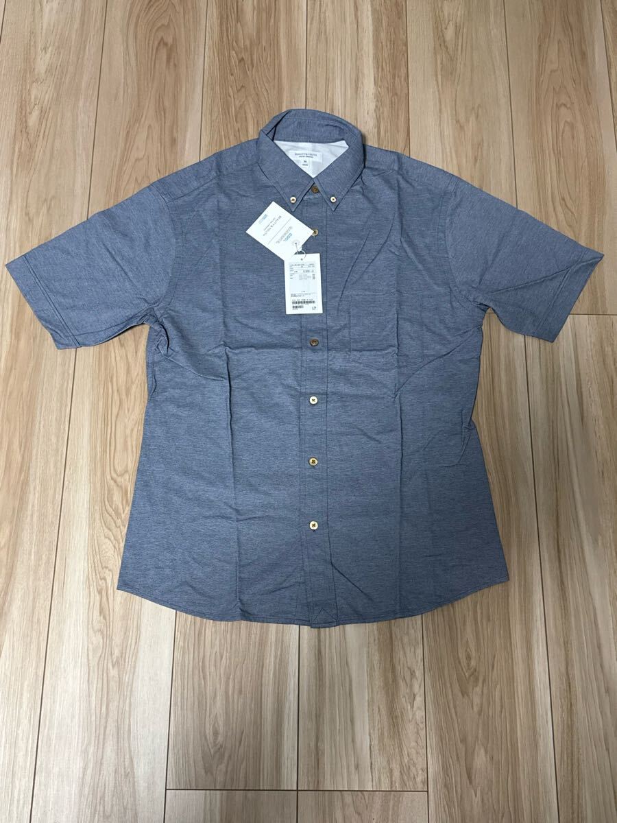 【新品】BEAUTY&YOUTH シャンブレーシャツ coolmax ブルーグレー Mサイズ拍卖