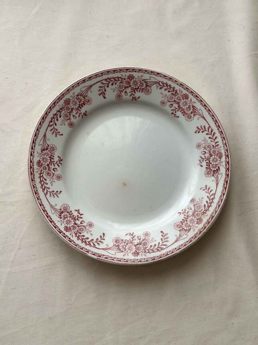 【★秋の均一セール】フランス アンティーク 皿 Saint amand サンタマン / “Christiane” ブーケのガーランドプレート 平皿 ブロカント拍卖