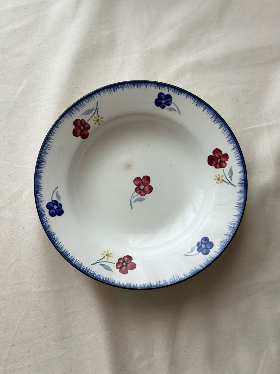 【★秋の均一セール】フランス アンティーク 皿 Sarreguemines サルグミンヌ / “MARY LOU” 花柄の深皿プレート マリールー 蚤の市拍卖
