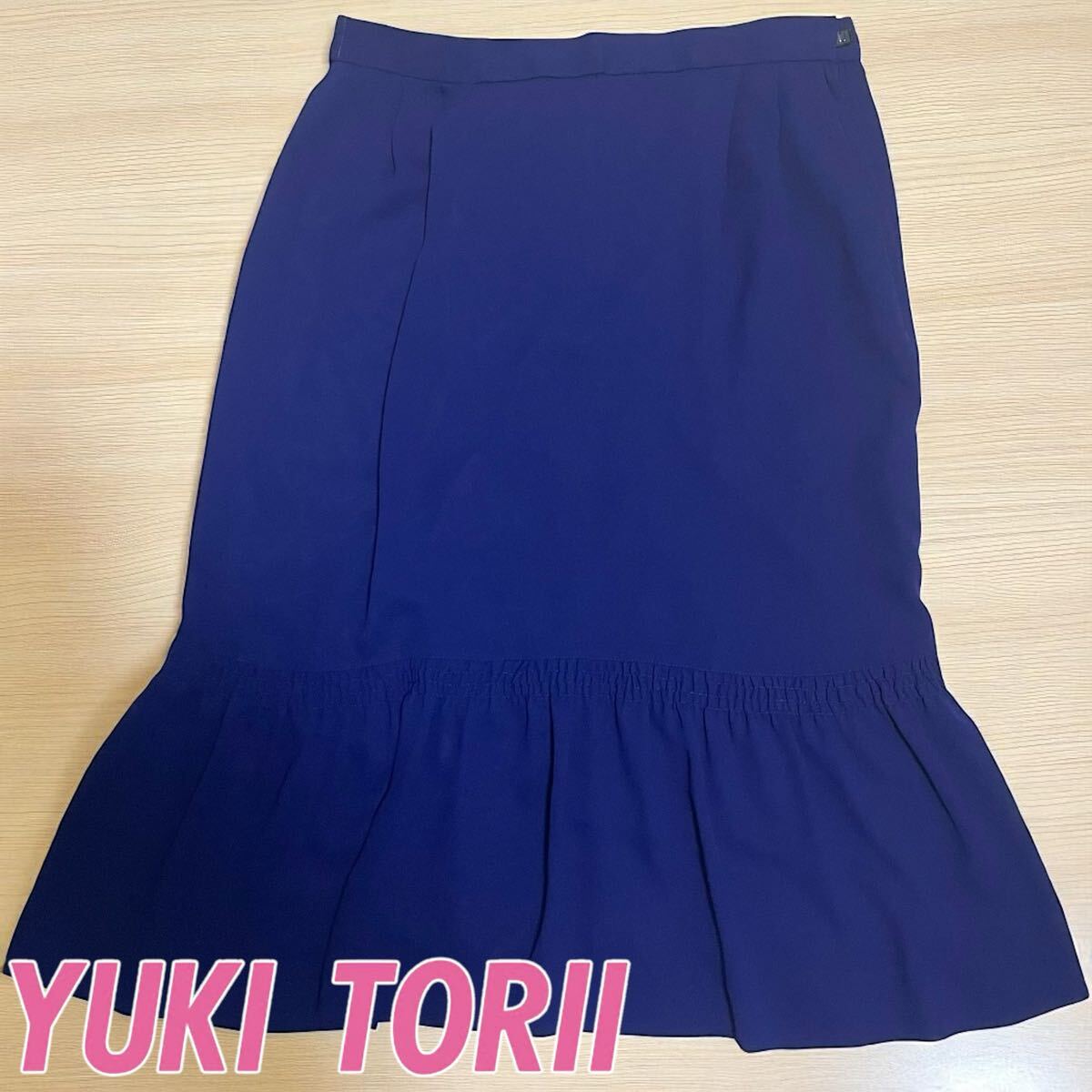 YUKI TORII /ユキトリイ レディース マーメイドスカート ミドル丈 ブルー W76cm 薄手 春夏服 日本製 O-2509拍卖