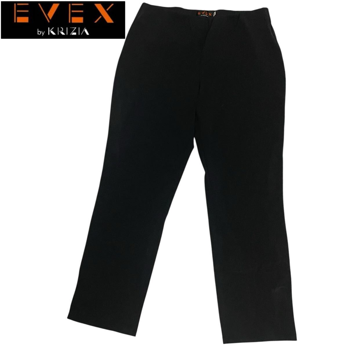 EVEX by KRIZIA / エヴェックスバイクリッツィア イージーパンツ ストレッチパンツ クロップド丈 ウエストゴム 黒 44サイズ O-2521拍卖