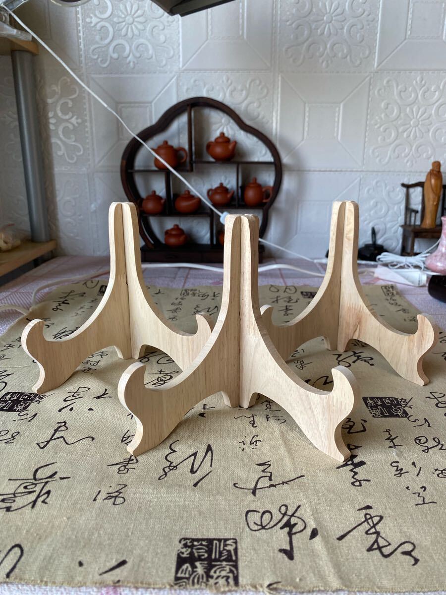 送料無料 プレートスタンド 皿立て 3点セット 飾皿 木製 組立式拍卖