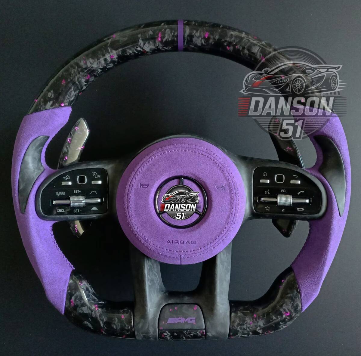 送料無料 フォージドカーボン・アルカンターラ製 ベンツ AMG A/B/C/E/S/G/GLC/GLE C63 E63 S63 カバー付き パドル付き拍卖