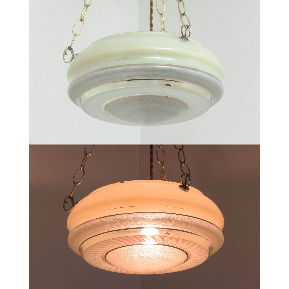 古いハンギングランプシェード/吊り下げ/マーブルガラス/レトロ/ビンテージ/ヴィンテージ/店舗什器/インテリア/古民家/洋館/AL-2435拍卖