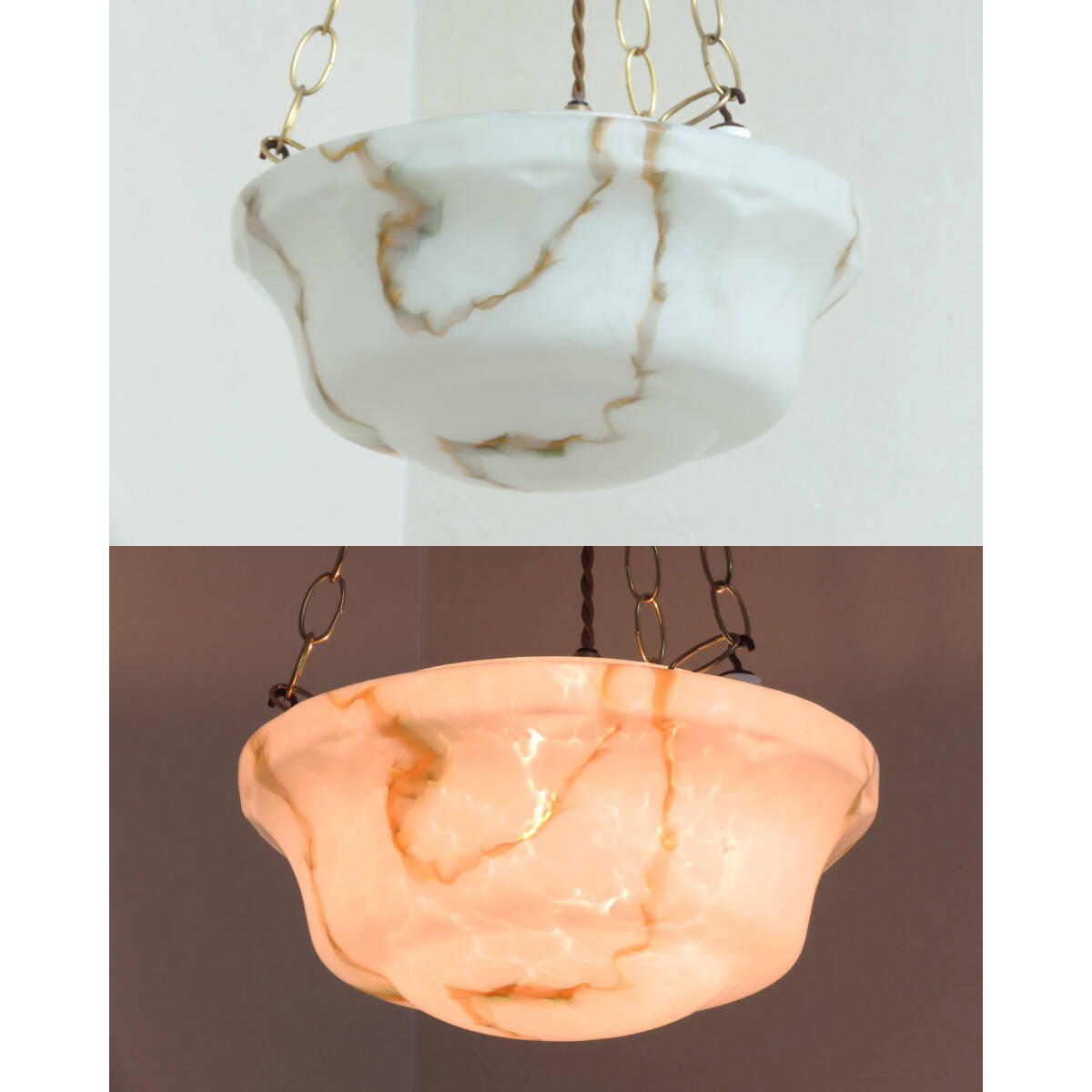 古いハンギングランプシェード/吊り下げ/マーブルガラス/レトロ/ビンテージ/ヴィンテージ/店舗什器/インテリア/古民家/洋館/AL-2440拍卖