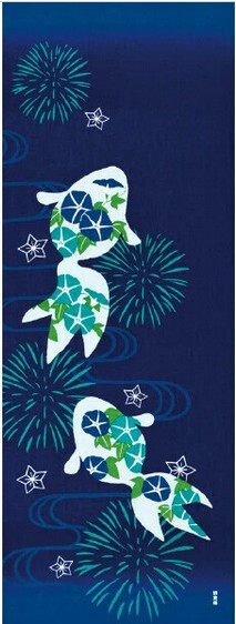 濱文様 絵手ぬぐい 2025年新作 夏花金魚 手拭い 90×34cm 夏 初夏 春拍卖