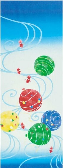 濱文様 絵手ぬぐい 流水ヨーヨー 手拭い 90×34cm 夏 初夏 春拍卖