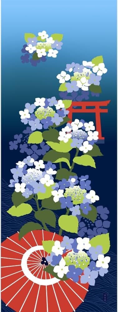 濱文様 絵手ぬぐい あじさい和景色 梅雨 あじさい 手拭い 90×34cm 夏 初夏 春拍卖