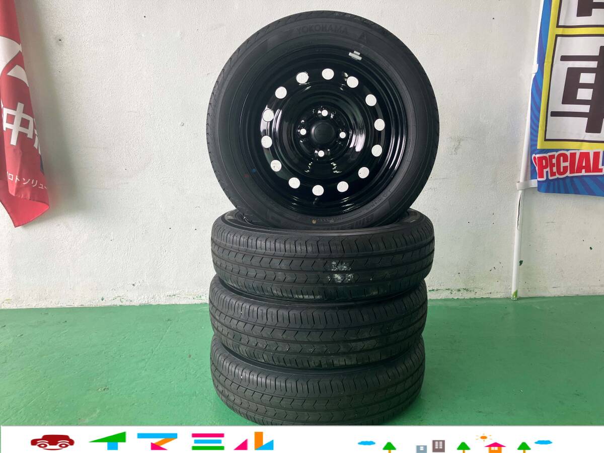 【諸費用コミ】:沖縄県発 現状販売 ダイハツ純正(軽用) 15インチ 鉄ホイール 新車外し 2025年製造 タイヤ付き4本 4穴 165/65R15 PCD100拍卖