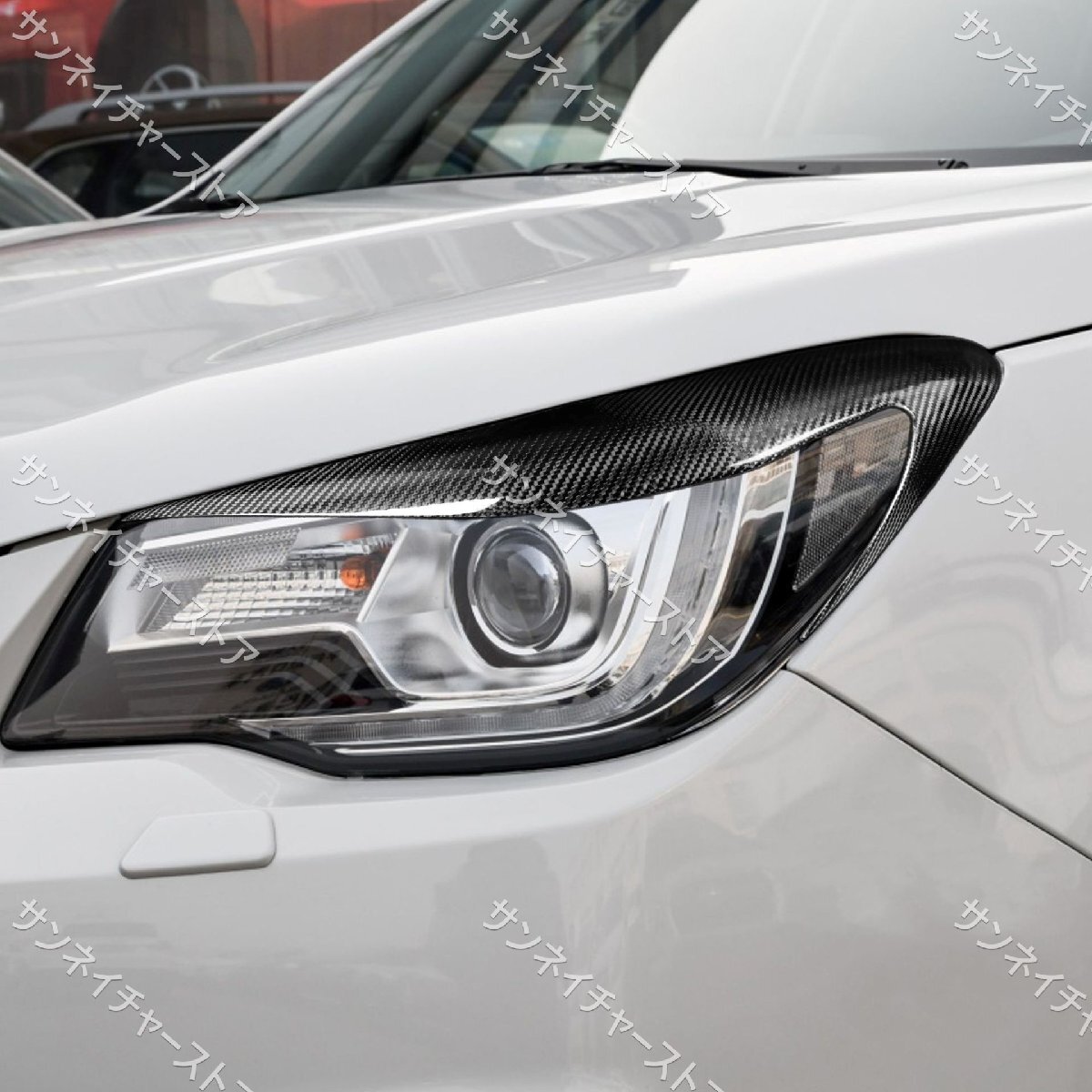 送料無料 リアルカーボン製 スバル フォレスター SJ系 ヘッドライトカバー アイライン2個セット拍卖