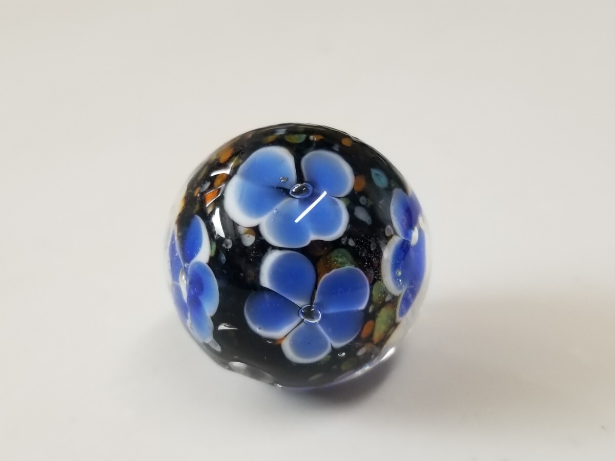 トンボ玉  蜻蛉玉 青色 ガラスビーズ 拍卖
