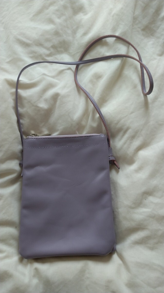 斜め掛け BEAUTY&YOUTH UNITED ARROWS 2ファスナーポケットタイプ レザーショルダーバッグ カラー:パープル 状態良好拍卖