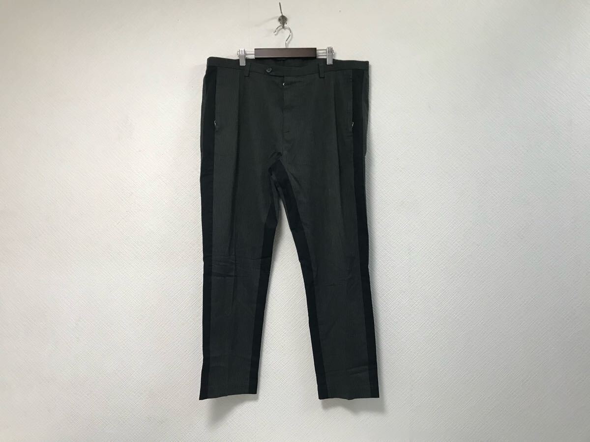 本物ドルチェアンドガッバーナDOLCE&GABBANAコットンウールストレッチストライプ柄スラックスパンツメンズスーツ52茶ブラウン2XLイタリア製拍卖