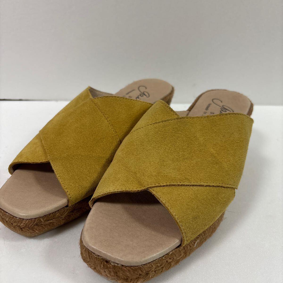 【試着のみ】Gaimo ガイモ イエロー ウェッジサンダル39 24.5cm 25cm相当拍卖