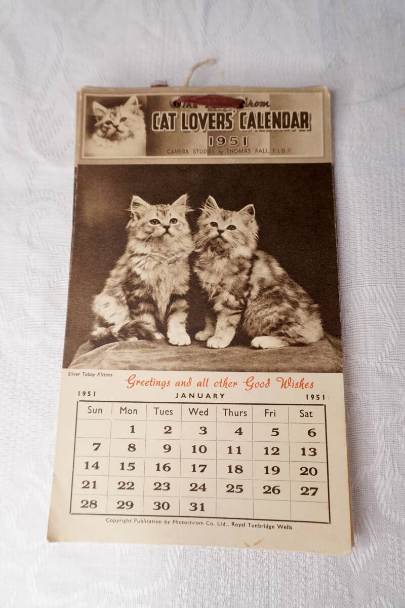イギリス ヴィンテージ CAT LOVERS CALENDAR 1951年物拍卖