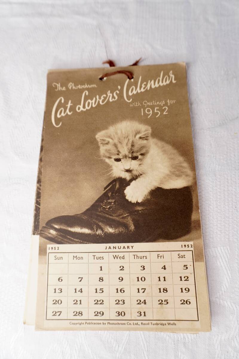 イギリス ヴィンテージ CAT LOVERS CALENDAR 1952年物拍卖