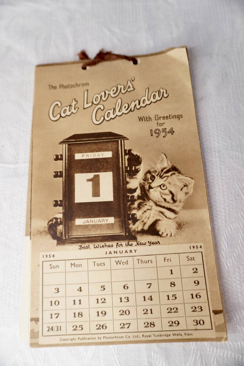 イギリス ヴィンテージ CAT LOVERS CALENDAR 1954年物拍卖