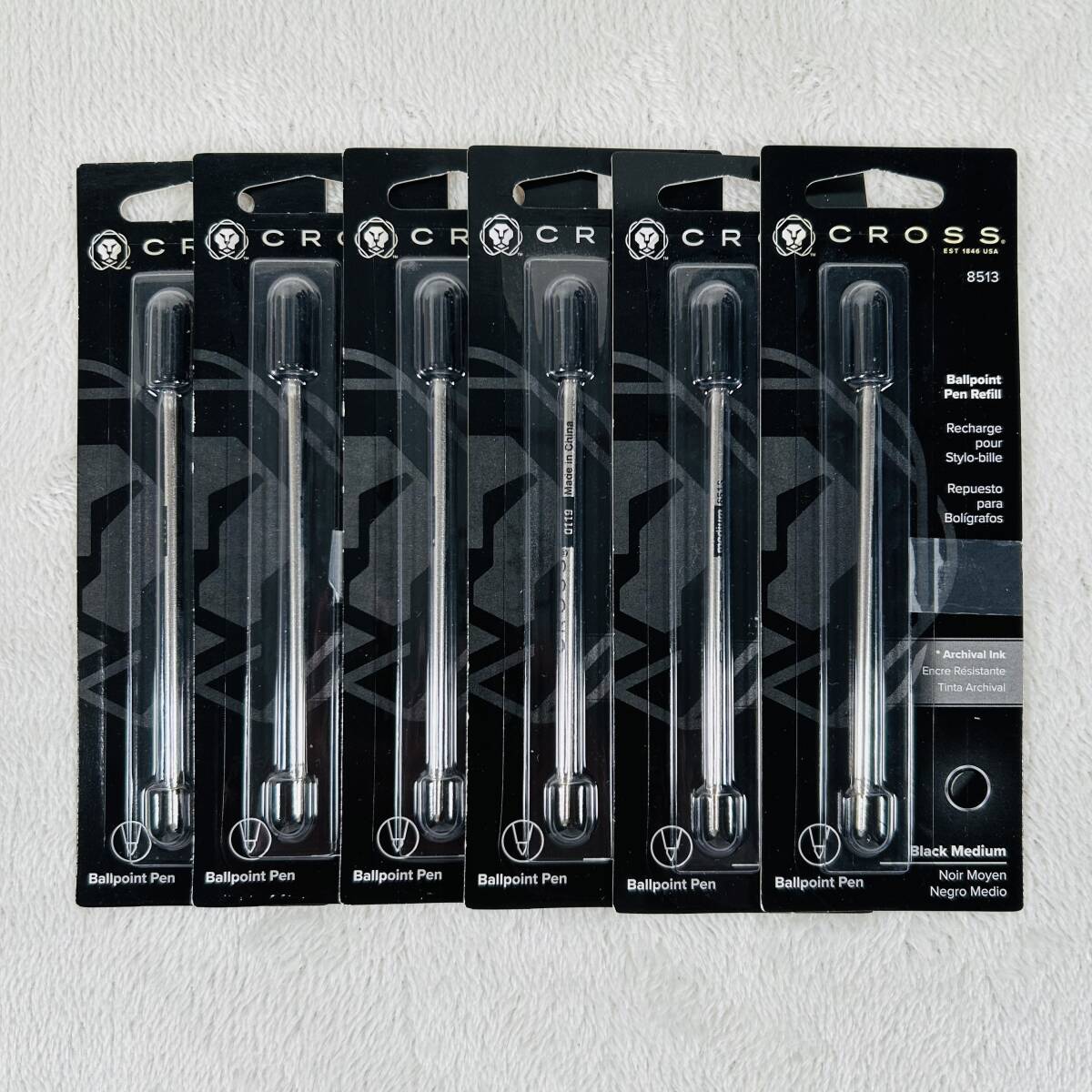 新品未開封 純正 CROSS クロス 8513 ボールペン リフィル M(中字)ブラック 替え芯 6本拍卖