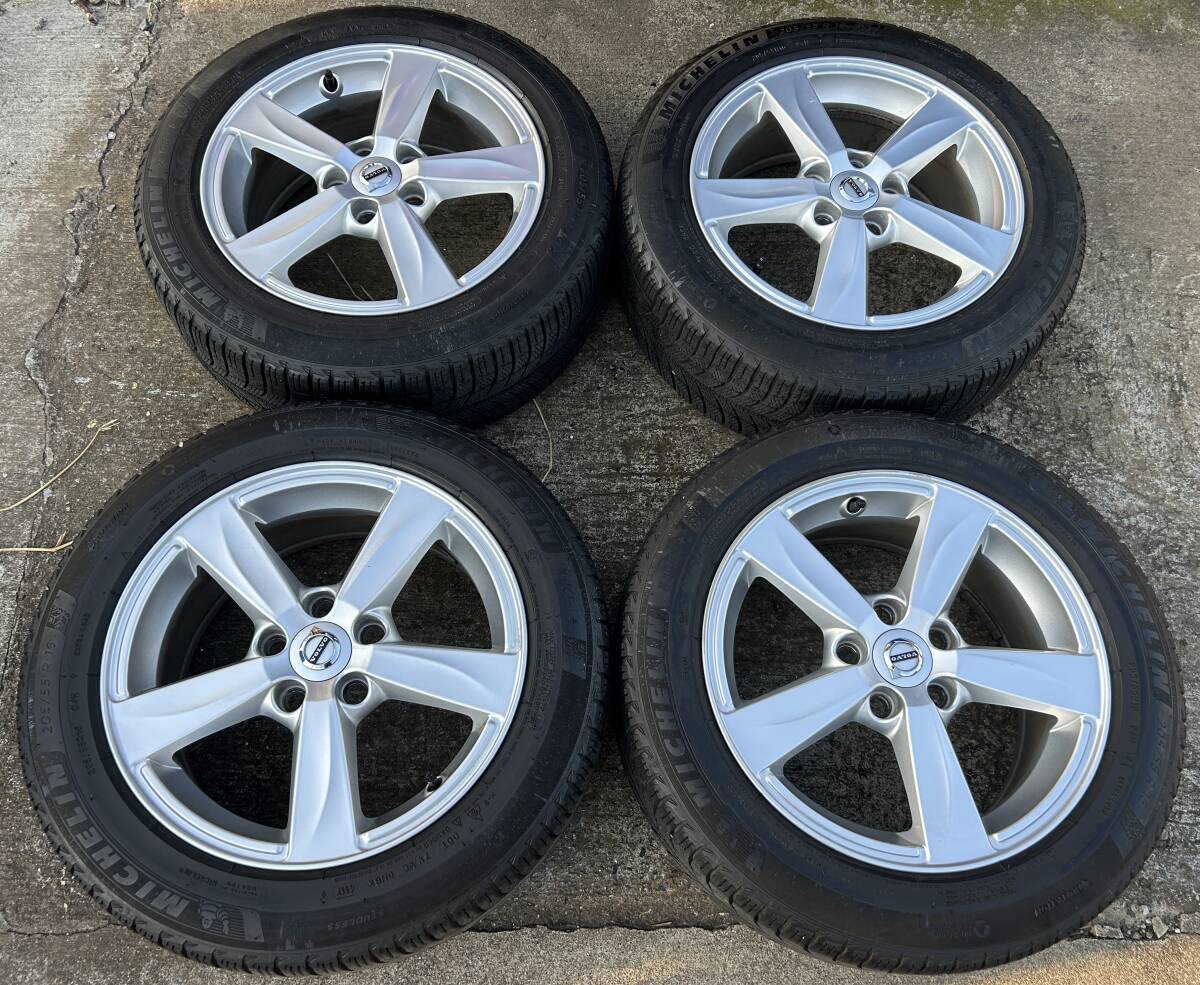 VOLVO V40純正16インチアルミ4本セットとミシュラン X-ICE3 PLUS スタッドレスタイヤ 205/55R16 が4本中古 7J+50pcd108-5H 5.0-5.49mm拍卖