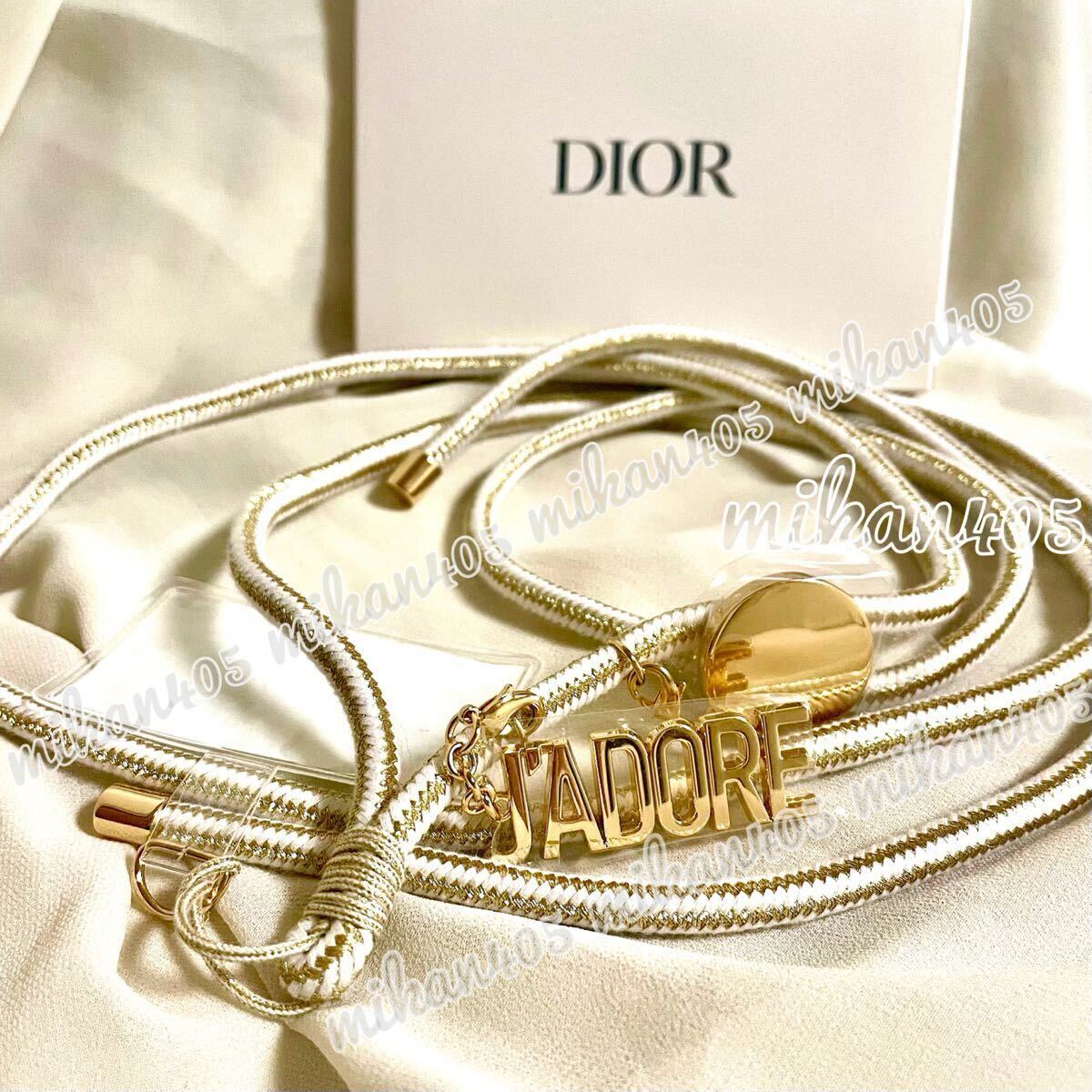 ★箱付き★ Dior ディオール ゴールド チャーム スマホ ショルダー ストラップ キーホルダー ノベルティ ノベルティー ポーチ拍卖