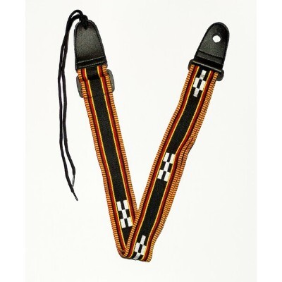 沖縄三線用ストラップ<肩掛けベルト>(ミンサー柄)黒色 立奏も楽になります。新品未使用拍卖