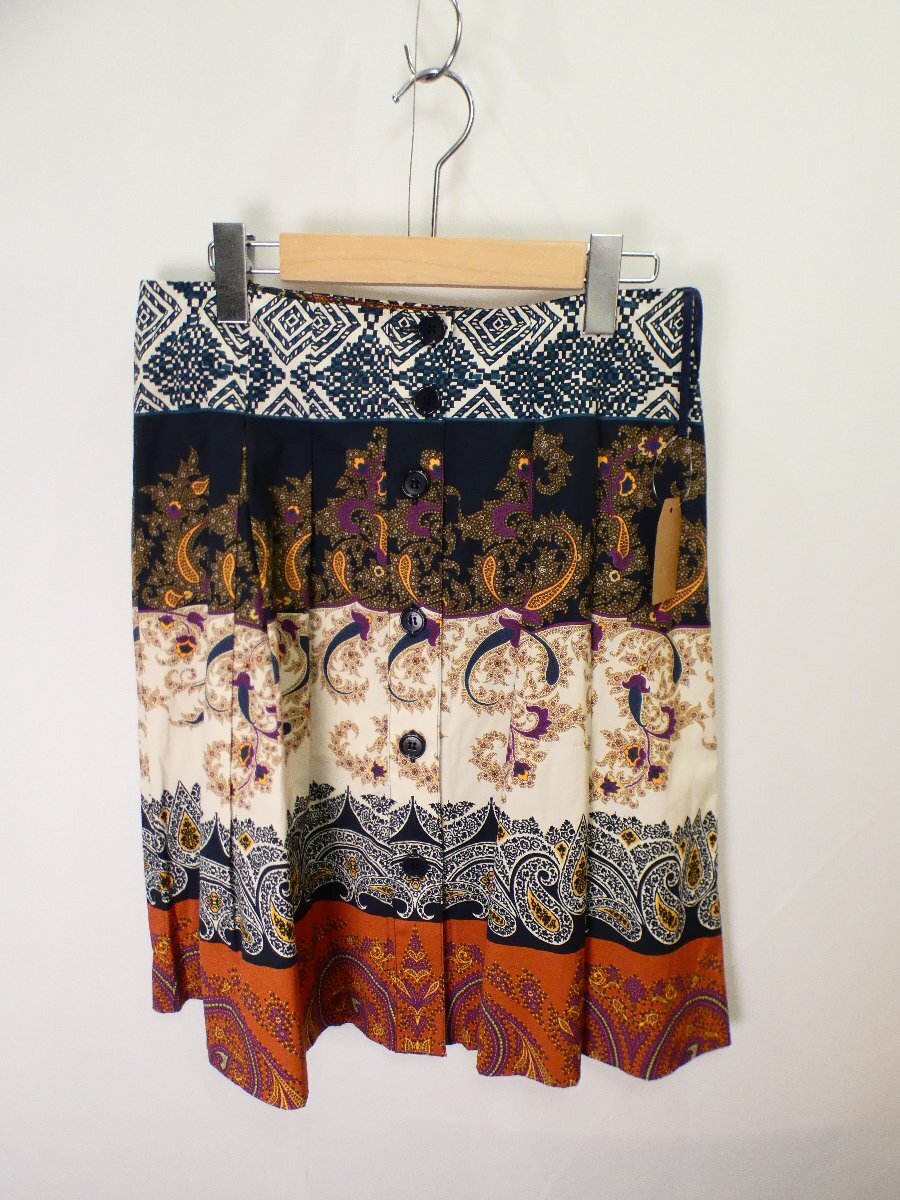 エトロ ETRO ペイズリーコットン 春夏 スカート【L's(42)/紺・アイボリ・ブラウン系/Sランク】c5AE拍卖