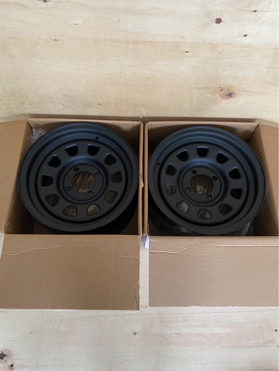 てっちん 2本 ホイール 13インチx7J+25 4穴 PCD100 マットブラック ドレスアップ 深リム カスタム ホワイト JDM 鉄チン ヘラフラ ③拍卖