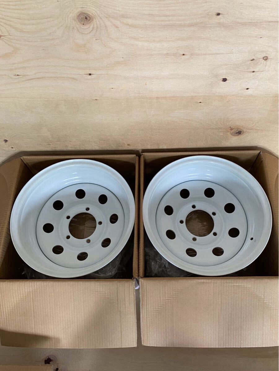 てっちん 2本 ホイール 16インチx8J-40 5穴 PCD139.7 ホワイト ドレスアップ 深リム カスタム ホワイト JDM 鉄チン ヘラフラ ①拍卖