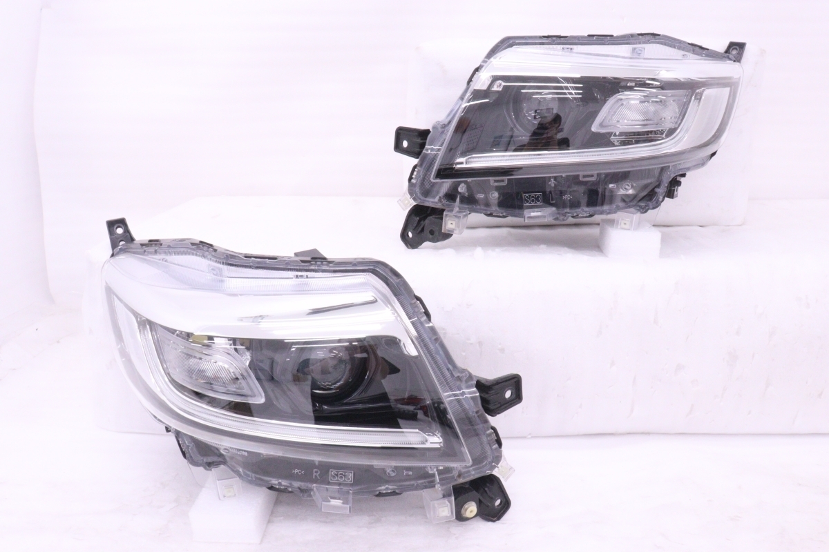 57-1713★美品 LED MK53S スペーシアカスタム★左右ヘッドライト ICHIKOH 1960 ユニット メッキ 純正★スズキ (KK)拍卖
