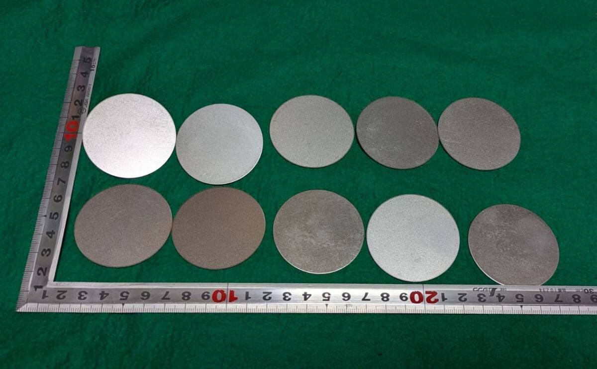 【中古・送料無料】10枚セット!鉄板 丸型 円形 直径50mm 厚み 約1mm スペーサー ライナー マスキング等に拍卖