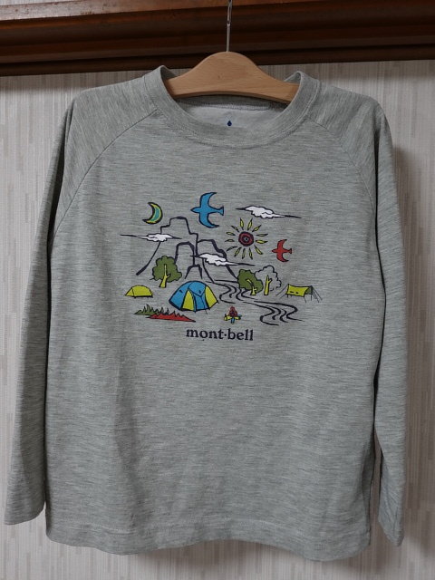 ■0712■モンベル mont-bell 半袖 Tシャツ 130 WIC ロングスリーブ T キャンプ STYLE# 1114259 ●拍卖