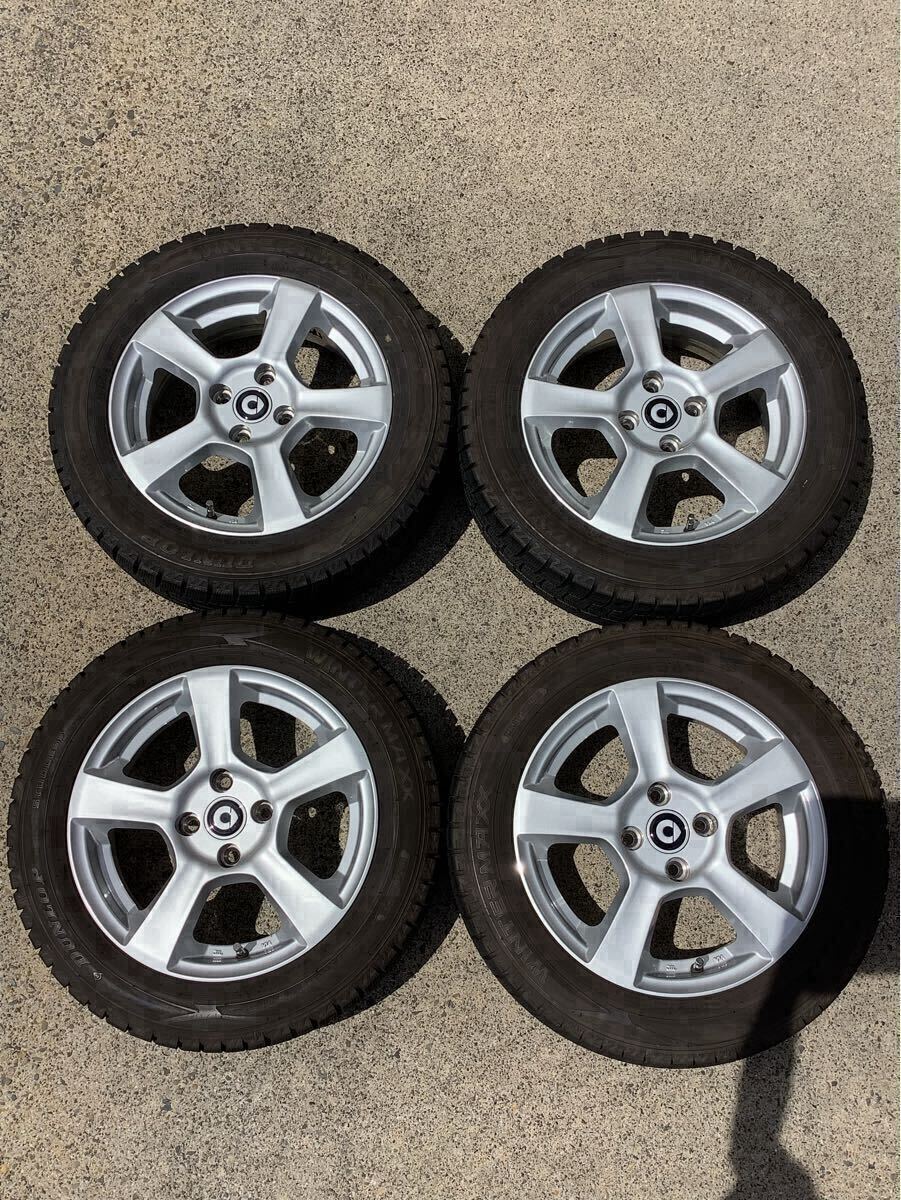 ★レア物★ スマート 純正アルミホイールセット 15×5J+33 100-4H ダンロップ WINTER MAXX WM02 前165/65R15 後185/60R15 中古品 4本拍卖