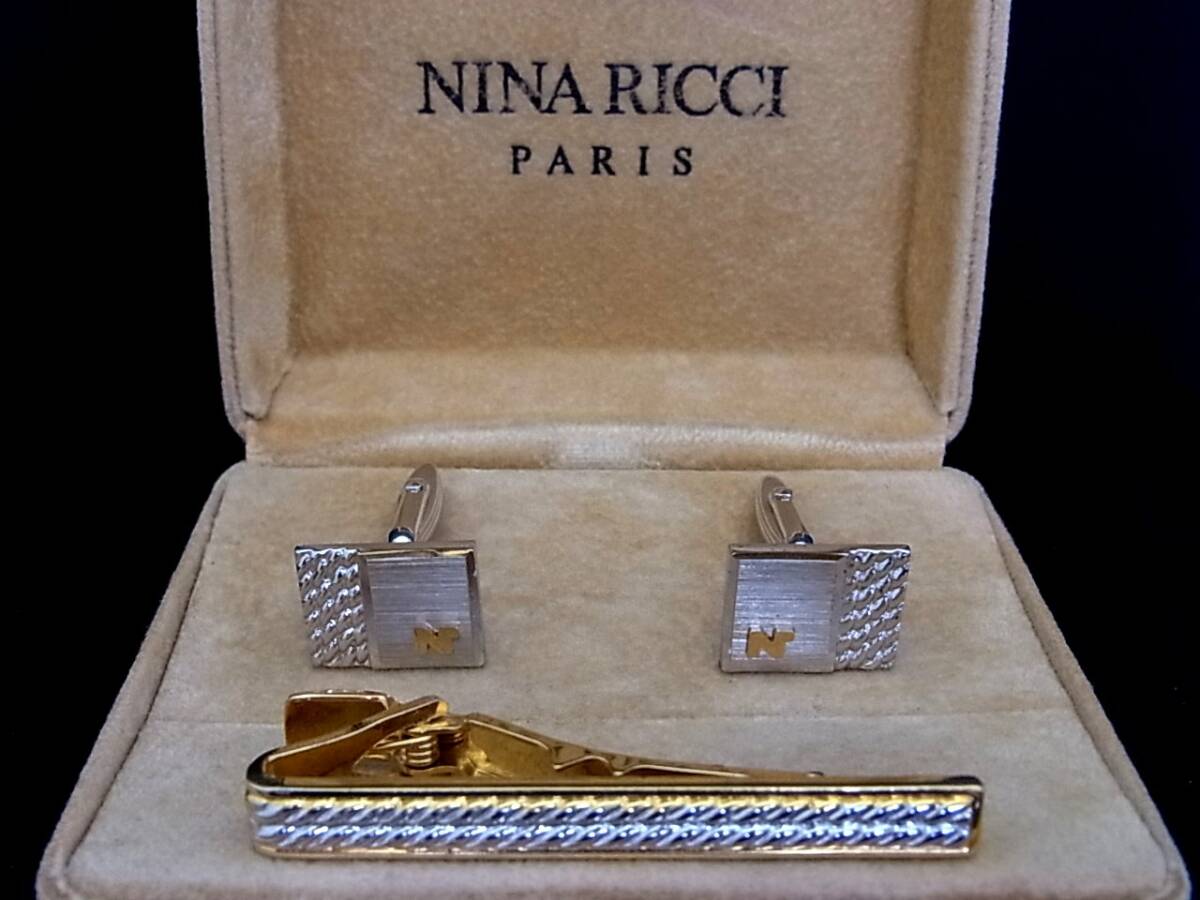 ■新品N■№1612 【NINA RICCI 】ニナリッチ【ゴールド・シルバー】■カフス&ネクタイピン タイピン セット♪拍卖