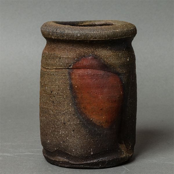 抜群の出来! 浮田曙 備前掛花入 共箱・共布・陶歴付 ■本物保証■ 拍卖