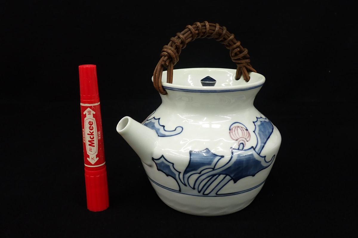 ▲アザミ模様 大ぶりな番茶器▲在銘落款有/急須/消費税0円拍卖