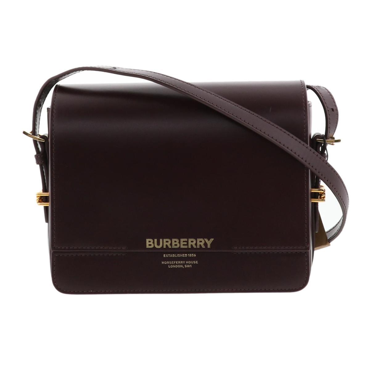 【美品】 BURBERRY (バーバリー) レザー ショルダーバッグ バッグ 8011975 ボルドー unused:S 【ROS】 【中古】拍卖