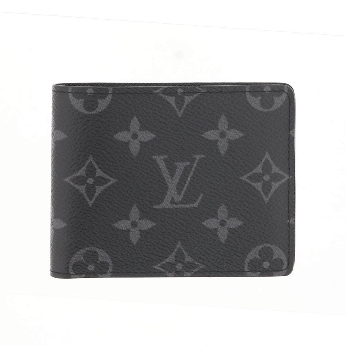 【中古】LOUIS VUITTON ルイヴィトン 財布 二つ折り財布(小銭入無) M62294 Black PVC ポルトフォイユ・スレンダー拍卖