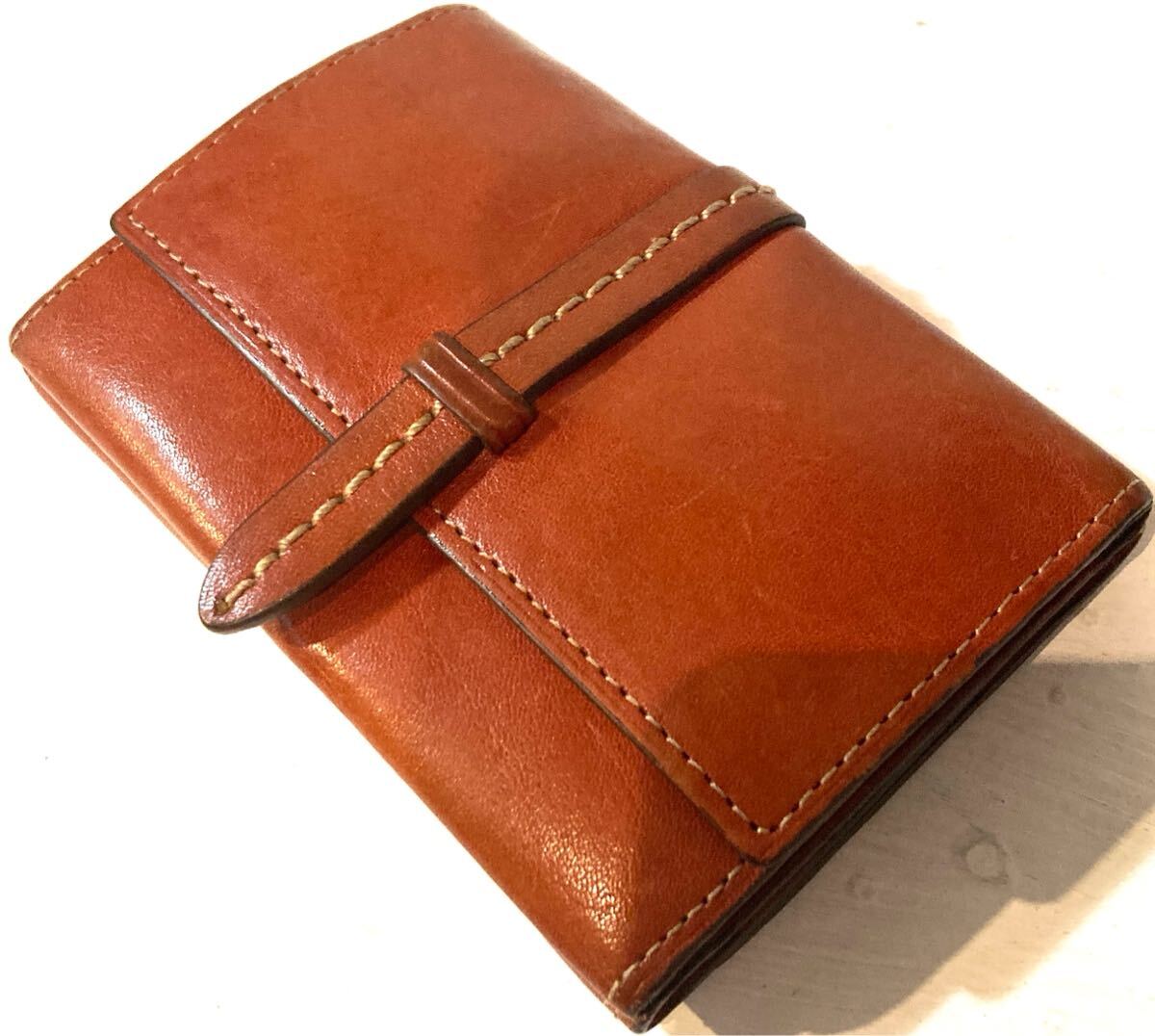 DAKOTA!レザーウォレット!二つ折り財布!本革!レザー!ベルト!コインケース付き!日本製!ダコタ!定価2万円!ブラウン!茶拍卖