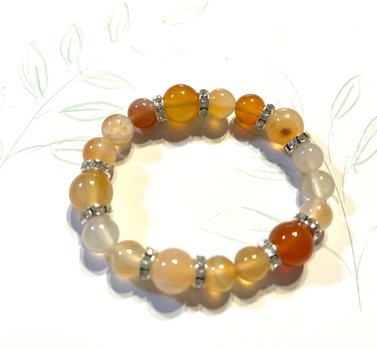 ハンドメイド☆天然石 パワーストーンブレスレット カーネリアン 7月誕生石 8㎜玉10㎜玉 約14㎝ ヒーリング効果 天然石ブレスレット拍卖