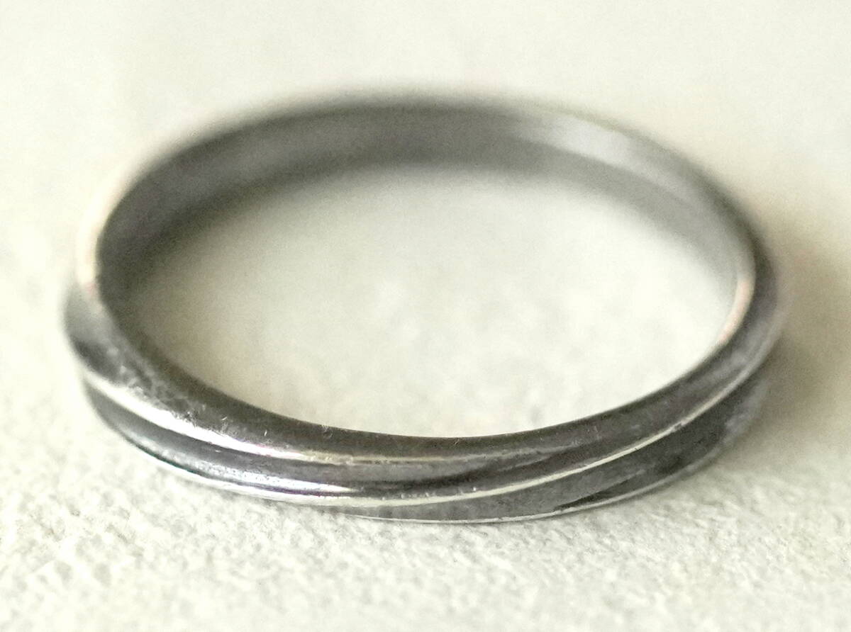 THE KISS シルバー925製 シンプルツイストライン入りリング 約16号拍卖