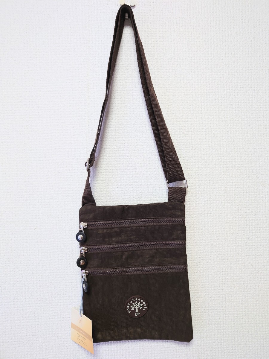 撥水 ショルダーバッグ ナイロンバッグ お散歩 ウォーキング トラベル 旅行 ナイロン バッグ スクエア ブラウン 男女兼用 茶色拍卖