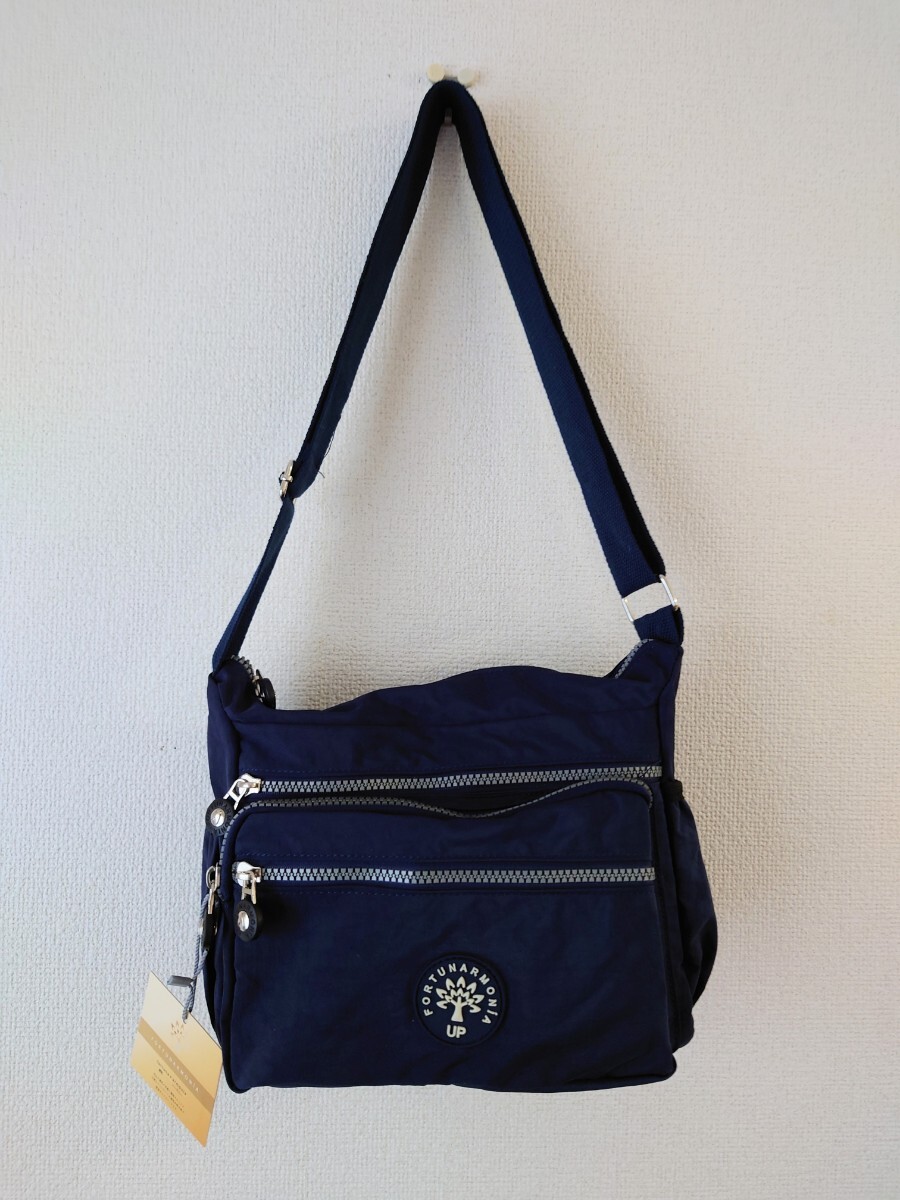 撥水 ショルダーバッグ ナイロンバッグ お散歩 ウォーキング トラベル 旅行 バッグ 男女兼用 ネイビー拍卖