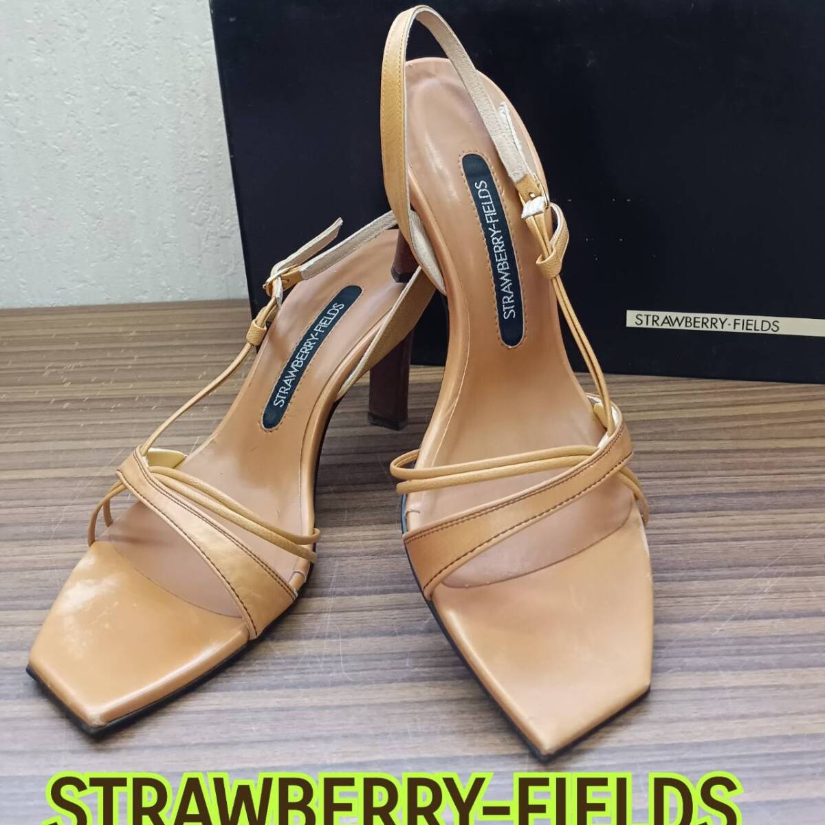靴 ◆ STRAWBERRY-FIELDS ◆ サンダル 23cm 日本製 レザー キャメル ブラウン系 ◆ レディース シューズ 箱入り拍卖