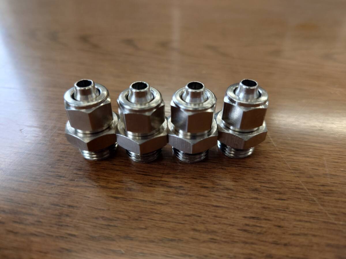 フィッティング 1/4オネジ 8mmホース ストレート 4個セット 新品 エアサス拍卖