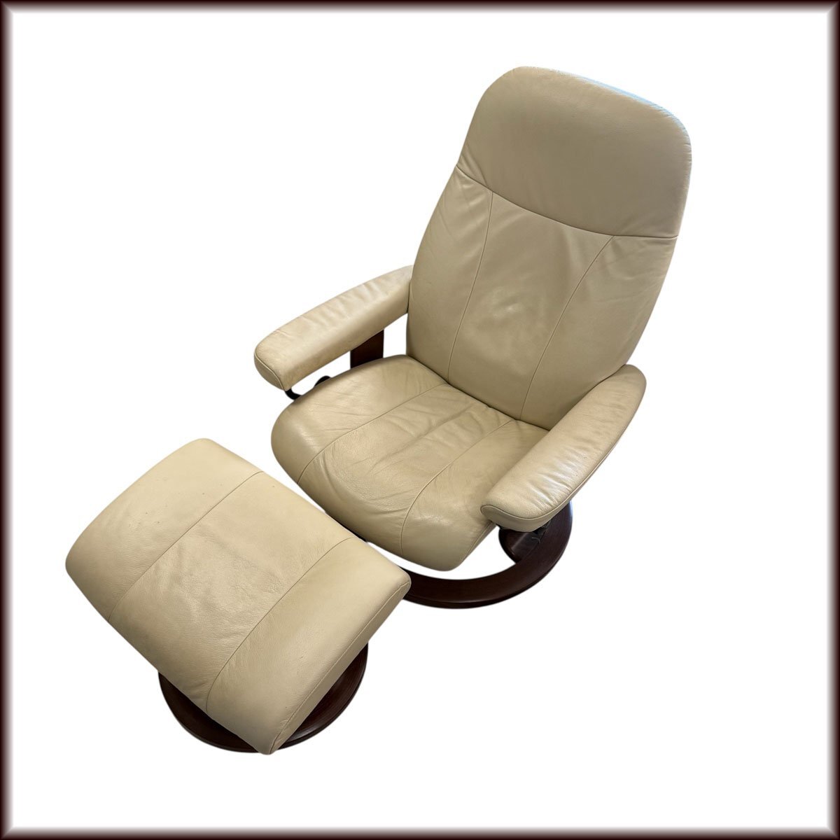 ソファ◆EKORNES/エコーネス◆ストレスレスチェア オットマンセット ガルーダS 本革 リクライニング ノルウェー 中古 取説付き 新琴似拍卖
