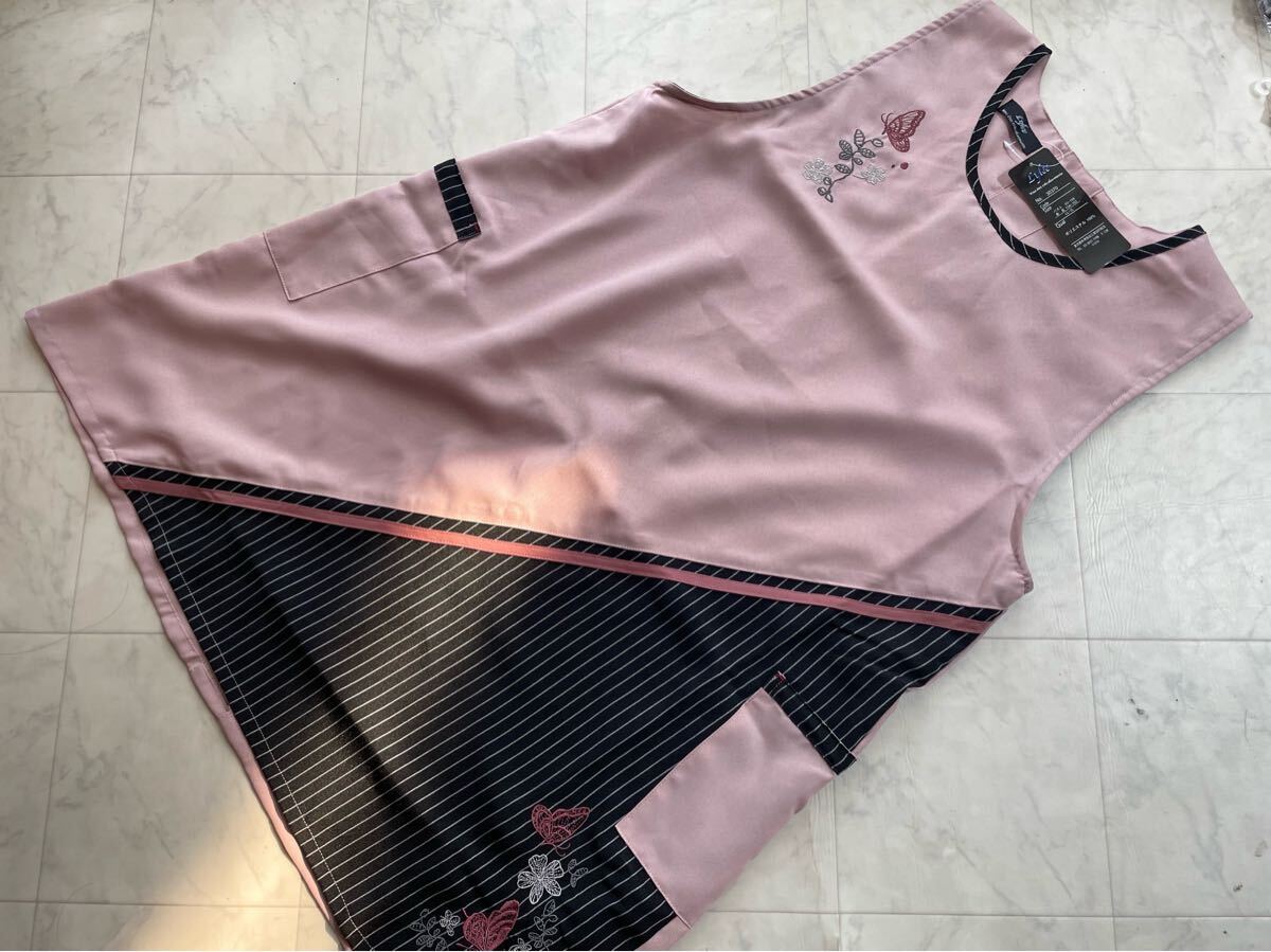 新品 大きいサイズ 刺繍入りエプロン ブラック LL〜3L 敬老の日拍卖