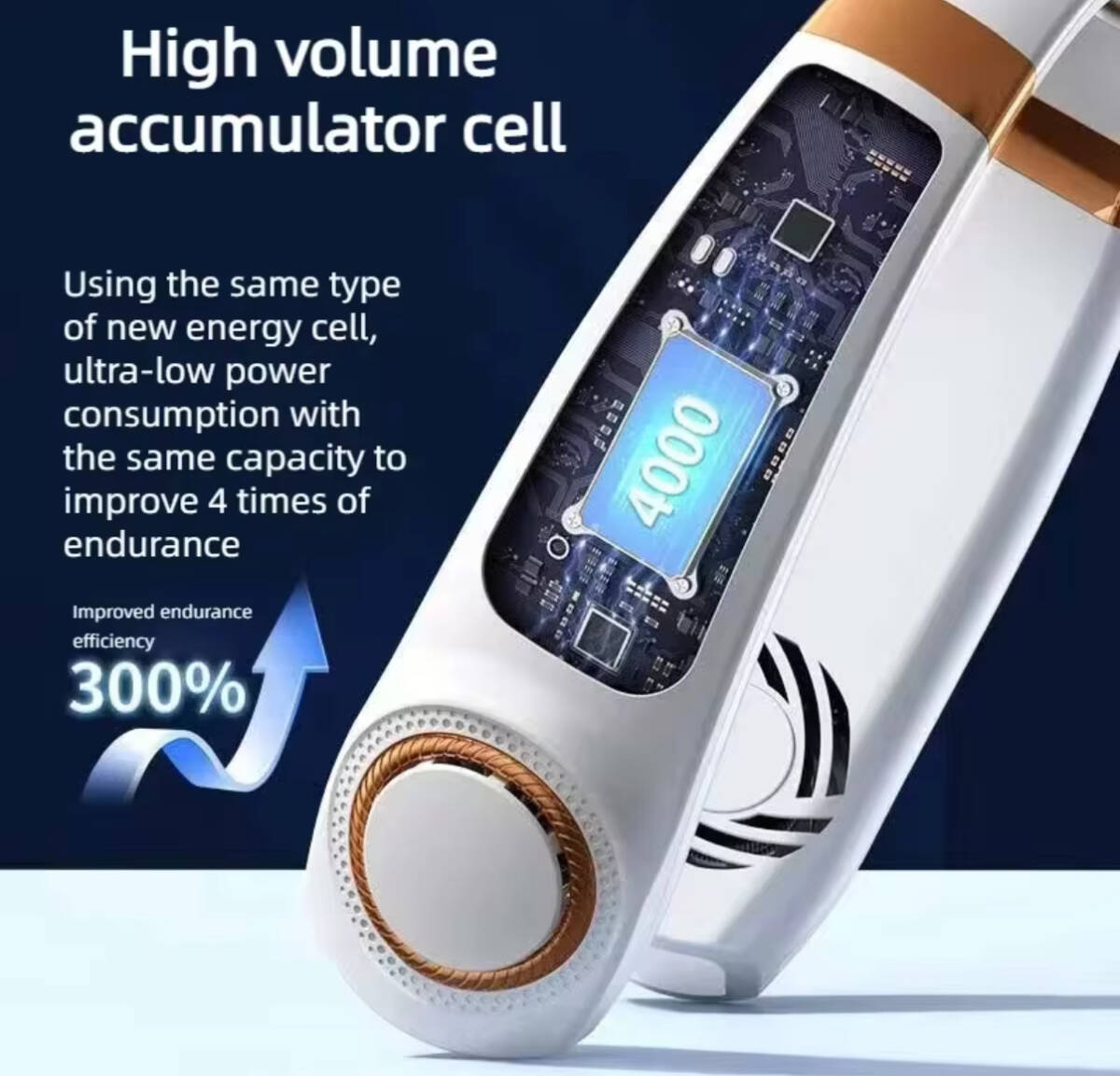 JKUOO ポータブルネックファン、LED 4拍卖