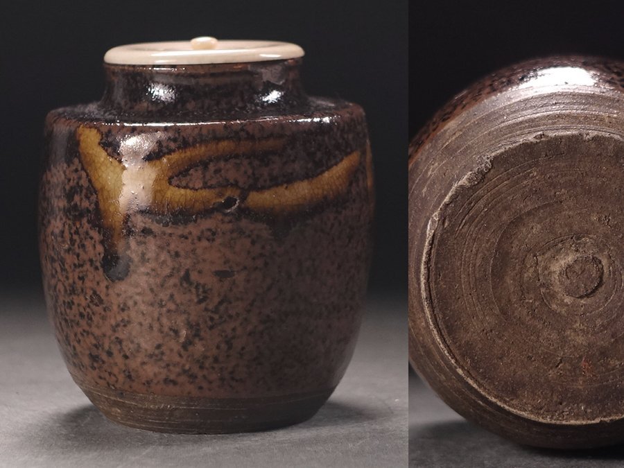 ∇花∇江戸時代中~後期 破風窯藤三郎(後窯)手 古瀬戸肩衝茶入 裏千家十三代円能斎書附箱拍卖