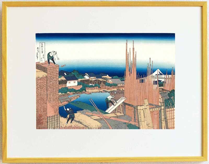 真作保証 東京都伝統工芸品 額装 葛飾北斎 木版画 冨嶽三十六景 本所立川 初版1831-33年頃 やはり北斎は凄い!!拍卖
